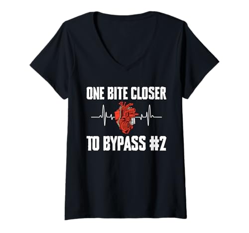 Damen One Bite Closer to Bypass 2.0 Heart Surgery Get Well Soon T-Shirt mit V-Ausschnitt von Bypass Herzoperation Design Idee
