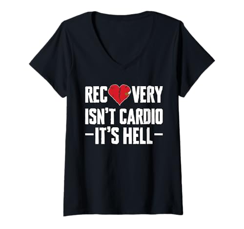 Damen Recovery Isnt Cardio Its Hell Bypass Heart Surgery T-Shirt mit V-Ausschnitt von Bypass Herzoperation Design Idee
