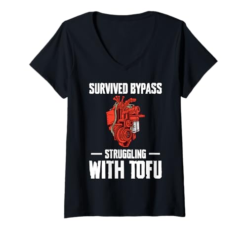 Damen Survived Bypass Heart Surgery Get Well Soon T-Shirt mit V-Ausschnitt von Bypass Herzoperation Design Idee