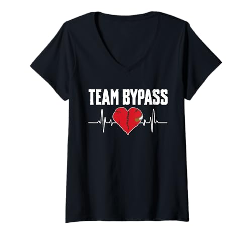 Damen Team Bypass Heart Surgery Get Well Soon T-Shirt mit V-Ausschnitt von Bypass Herzoperation Design Idee