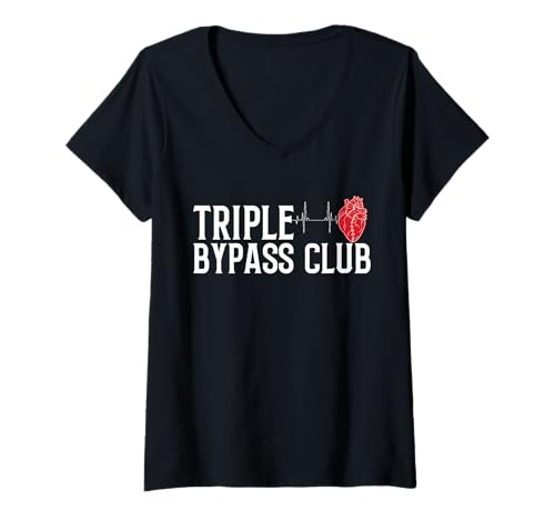 Damen Triple Bypass Club Heart Surgery Get Well Soon T-Shirt mit V-Ausschnitt von Bypass Herzoperation Design Idee