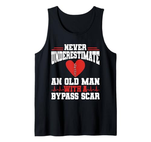 Herren Never Underestimate An Old Man with A Bypass Scar Tank Top von Bypass Herzoperation Design Idee