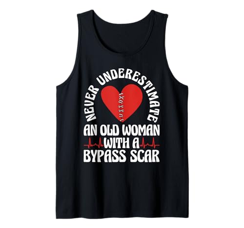 Never Underestimate An Old Woman with A Bypass Scar Tank Top von Bypass Herzoperation Design Idee