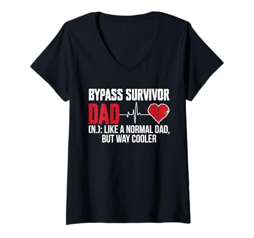 Damen Bypass Survivor Dad Definition Fathers Day Heart Surgery T-Shirt mit V-Ausschnitt von Bypass Herzoperation Designs Idee