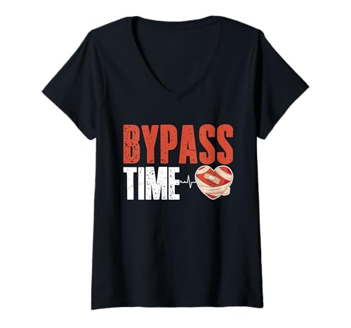Damen Bypass Time Heart Surgery Get Well Soon T-Shirt mit V-Ausschnitt von Bypass Herzoperation Designs Idee