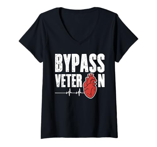 Damen Bypass Veteran Bypass Heart Surgery Get Well Soon T-Shirt mit V-Ausschnitt von Bypass Herzoperation Designs Idee