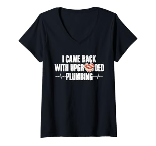 Damen I Came Back with Upgraded Plumbing Bypass Heart Surgery T-Shirt mit V-Ausschnitt von Bypass Herzoperation Designs Idee