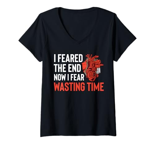 Damen I Feared The End Now I Fear Wasting Time Bypass Surgery T-Shirt mit V-Ausschnitt von Bypass Herzoperation Designs Idee