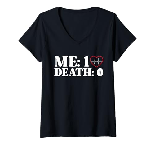 Damen Me: 1 Death: 0 Bypass Heart Surgery Get Well Soon T-Shirt mit V-Ausschnitt von Bypass Herzoperation Designs Idee