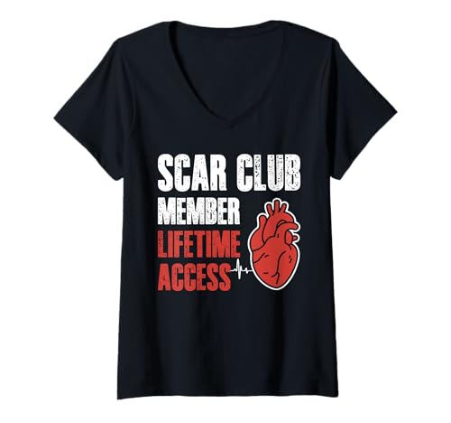 Damen Scar Club Member Lifetime Access Bypass Heart Surgery T-Shirt mit V-Ausschnitt von Bypass Herzoperation Designs Idee