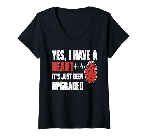 Damen Yes I Have A Heart Its Just Been Upgraded T-Shirt mit V-Ausschnitt von Bypass Herzoperation Designs Idee