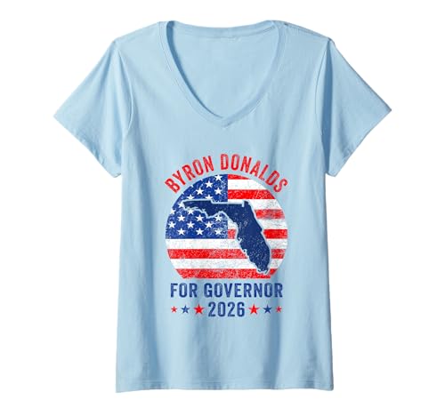Damen Byron Donalds für den republikanischen Wahlkampf 2026 für den Gouverneur von Florida T-Shirt mit V-Ausschnitt von Byron Donalds for Florida Governor 2026 Campaign