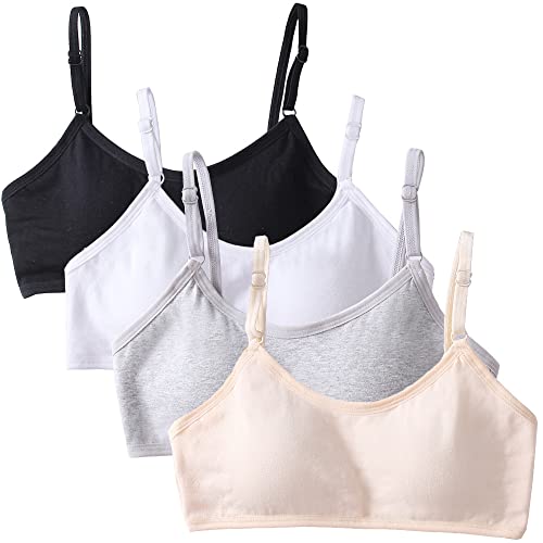 4er-Pack Mädchen Sport BHS Teens Unterwäsche mit Fest Gepolsterte und Verstellbarem Schultergurt Bralette Top Bustier für 10-18 Jahre Kinder und Kleine Brüste Damen von Bysion