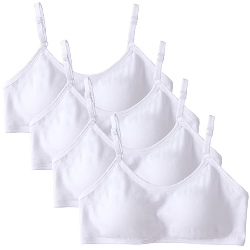 4er-Pack Mädchen Sport BHS Teens Unterwäsche mit Fest Gepolsterte und Verstellbarem Schultergurt Bralette Top Bustier für 10-18 Jahre Kinder und Kleine Brüste Damen von Bysion