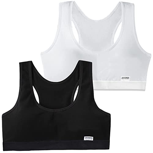 Mädchen BHS Teens Unterwäsche mit Abnehmbar Gepolsterte Sport Büstenhalter mit Abnehmbaren Pads Bustier Bralette Top für 8-16 Jahre Kinder - 2 Stücke/2 Set von Bysion