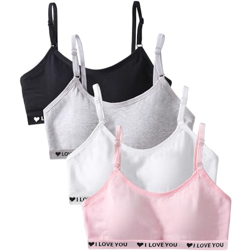 Mädchen Sport BHS Baumwolle Unterwäsche mit Fest Gepolsterte und Verstellbarem Schultergurt Bralette Top Bustier für Teens 10-18 Jahre von Bysion