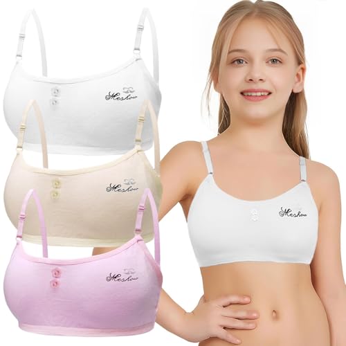 Mädchen Sport BHS Teens Unterwäsche mit Abnehmbar Gepolsterte und Verstellbarem Schultergurt 3er-Pack Bralette Top Bustier für 8-14 Jahre Kinder Mädchen Sport BHS Teens Unterwäsche mit Abnehmbar Gepolsterte und Verstellbarem Schultergurt 3er-Pack Bralette Top Bustier für 8-14 Jahre Kinder von Bysion