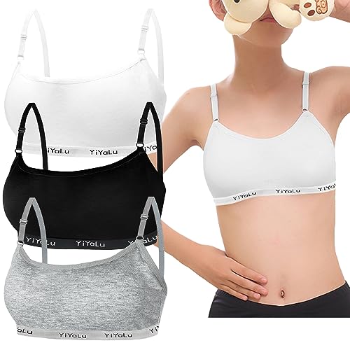 Mädchen Sport BHS Teens Unterwäsche mit Abnehmbar Gepolsterte und Verstellbarem Schultergurt 3er-Pack Bralette Top Bustier für 8-14 Jahre Kinder von Bysion