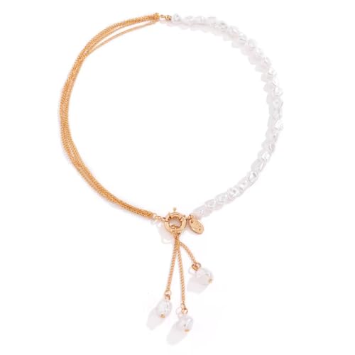 Bysonglezai Halskette Schmuck Jewelry Ketten Frauen Herren Necklace Lange Quaste Anhänger Halskette Damen Perlen Kette Halskette Trend Lasso Hochzeit Schmuck Goldfarbe von Bysonglezai