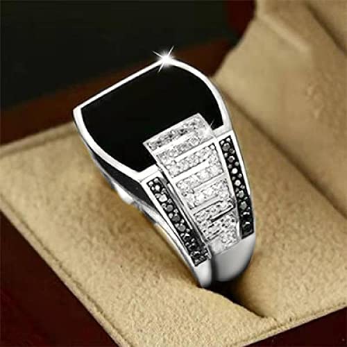 Bysonglezai Ring Ringe Damen Bijouterie Herren Frauen Klassische Männer Ring Mode Goldfarbe Intarsien Schwarzer Stein Zirkon Punk Ringe Für Männer Verlobung Hochzeit Luxus Schmuck 8 Silber von Bysonglezai