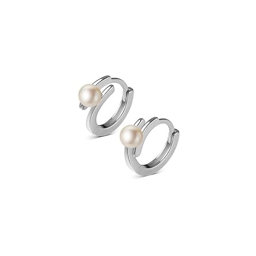 Perlenohrringe Damen Ohrringe Ohrstecker Schmuck Mädchen Geschenke Ohrhänger Trendige Natürliche Perle Kreis Creolen Ohrringe Für Frauen Pendiente Fine Piercing Schmuck Silber von Bysonglezai