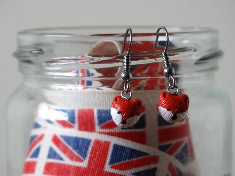 By The Shed Fox Tropfen Ohrringe - Wildtier Rotfuchs, Tier, Garten, Landschaft, Jagdverbot, Einzigartiges Geschenk Füchse, Schraubverschluss, Clip On von BytheShed