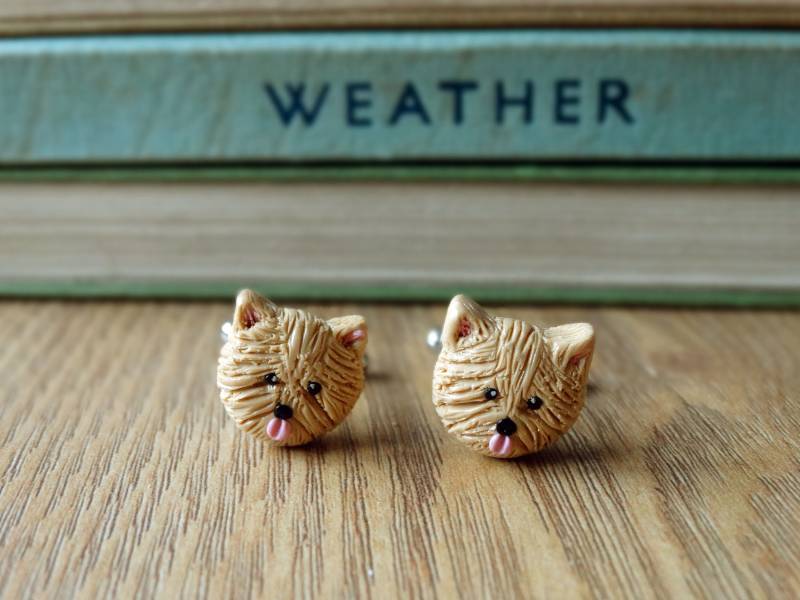 By The Shed Yorkshire Terrier Hunde Manschettenknöpfe - Braun Cairn, West Highland, Norwich Geschenk Versilbert Haustiere von BytheShed