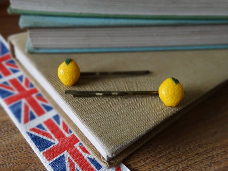 By The Shed Zitrone Frucht Gelb Haar Griffe - Garten Gemüse Zitrus Geschenk Einzigartiges Bobby Pins Kirby Gartenarbeit von BytheShed
