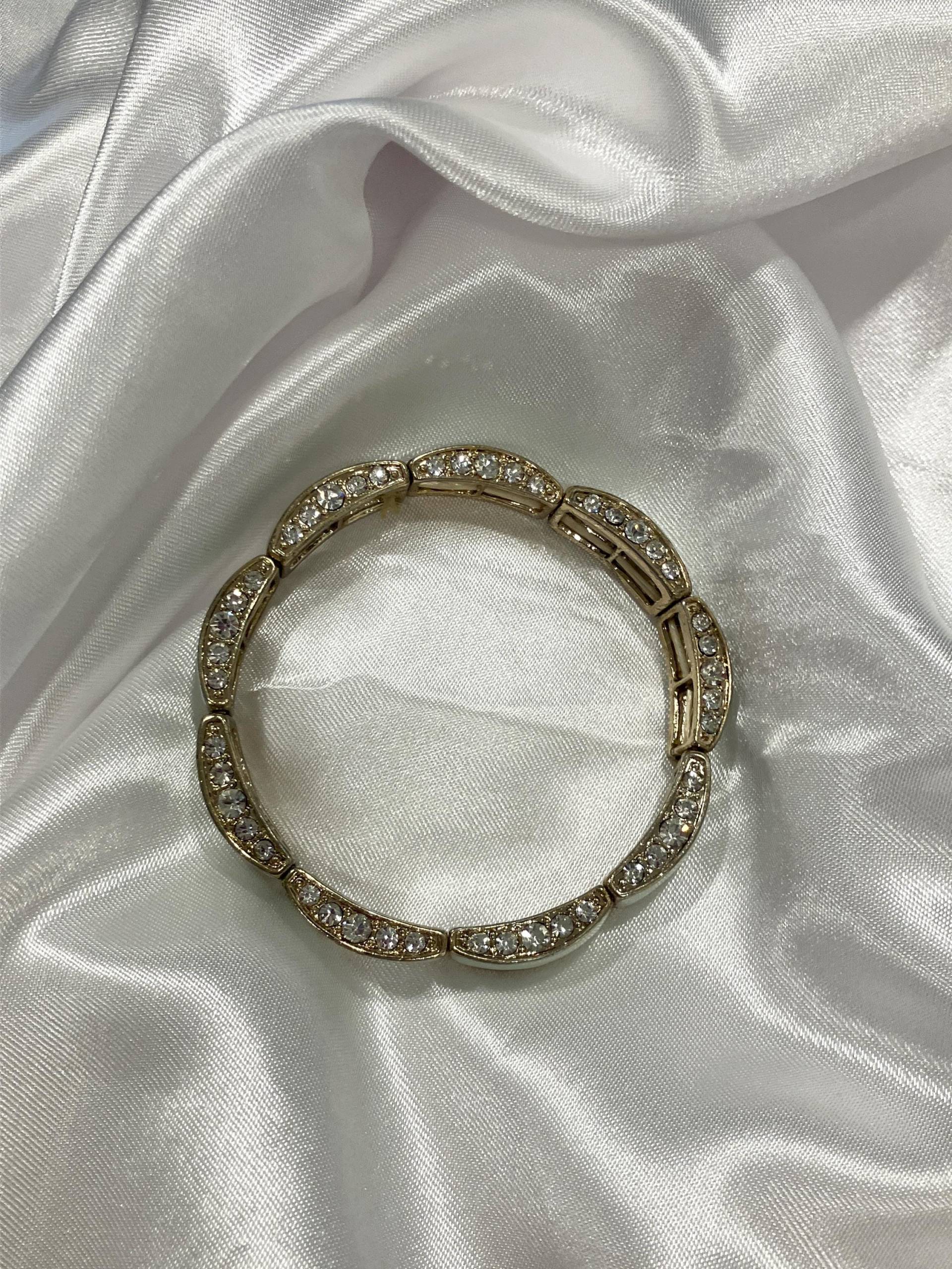 Vintage 60Er Jahre Strass-Armband Verstellbar, Gold, Mintgrün Vintage 60Er Jahre Strass-Armband Verstellbar, Gold, Mintgrün von BytownBijou