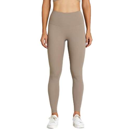 Bywuliujiu Leggings Damen Waist High Sport Damen-Yogahose Hohe Taille Hüftheben Eng Dehnbar Kleine Füße Sport-Fitness-Hose 8/L 2186 Sandfarbe von Bywuliujiu