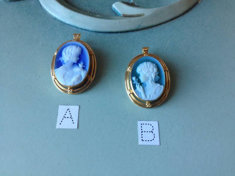 18K Gold Blau & Grün Achat Stein-Cameo Anhänger-Geschnitzt Von Hand Ladyprofile-Solid K18-Gold Brosche-Cameo Anhänger-Cameo Brosche-Griechisch 18K Gold Blau & Grün Achat Stein-Cameo Anhänger-Geschnitzt Von Hand Ladyprofile-Solid K18-Gold Brosche-Cameo Anhänger-Cameo Brosche-Griechisch von ByzantineJewellery