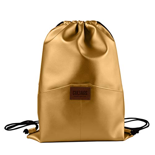 C-BAGS SACCO ÖKO-Leder Beutel Sportbeutel Turnbeutel Beuteltasche Rucksack (3.9 Gold) von C-BAGS