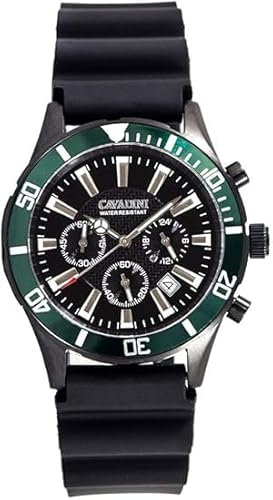 C CAVADINI Albatros Flight Computer Herren-Armbanduhr Chronograph Analog mit Lederarmband CV-1603KL (schwarz/schwarz) von C CAVADINI
