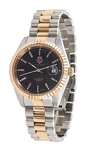 C CAVADINI Herren-Armbanduhr Leonardo Analog Automatik mit Edelstahlarmband CV-335 (schwarz/Bicolor) von C CAVADINI