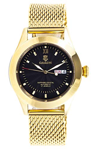 C CAVADINI Herren-Armbanduhr Analog Automatik mit Mesharmband CV-999 (schwarz) von C CAVADINI