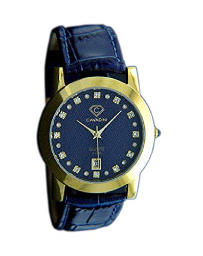C CAVADINI Unisex Armbanduhr Analog Quarz mit Lederarmband CV-509 (blau) von C CAVADINI