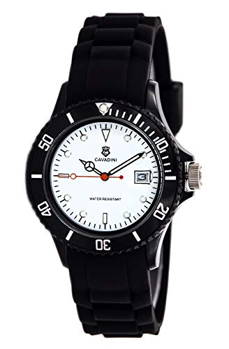 C CAVADINI Unisex-Armbanduhr Analog Quarz mit Silikonarmband CV-111 (42 mm, schwarz) von C CAVADINI