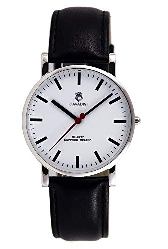 C CAVADINI Yukon Herren-Armbanduhr Analog Quarz mit Lederarmband CV-4302 (Weiss/Silber) von C CAVADINI