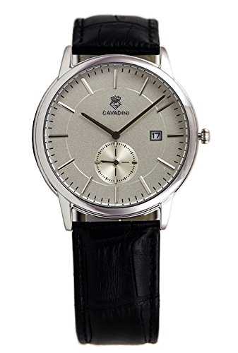 CAVADINI Yukon Herren-Armbanduhr Edelstahl mit Lederarmband CV-4304 (Weiss/Silber) von C CAVADINI