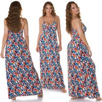 Flower Printed Träger Wickel V-Neck Maxi Viskose Sommerkleid von C`Flo