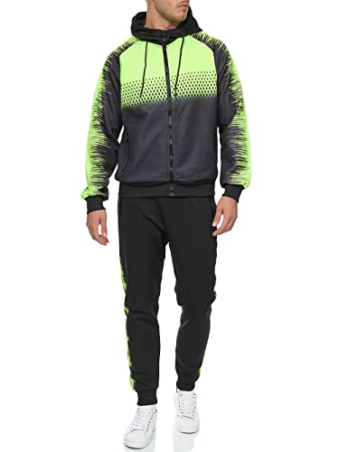 C-IN-C Herren Jogginganzug Barockmuster Sportanzug für Männer Trainingsanzug Laufanzug Gym Freizeitanzug Modell (DE/NL/SE/PL, Alphanumerisch, L, Regular, Regular, A0018(Schwarz-Grün)) von C-IN-C