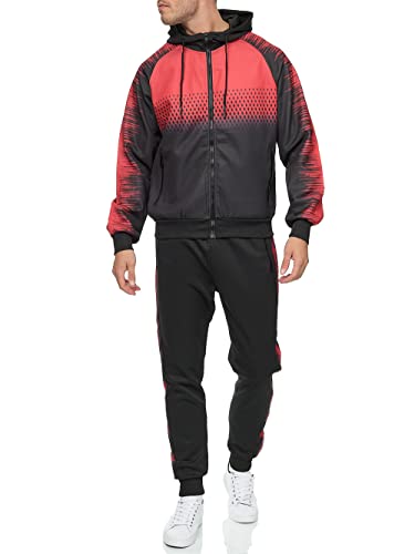C-IN-C Herren Jogginganzug Barockmuster Sportanzug für Männer Trainingsanzug Laufanzug Gym Freizeitanzug Modell (DE/NL/SE/PL, Alphanumerisch, S, Regular, Regular, A0018(Rot)) von C-IN-C