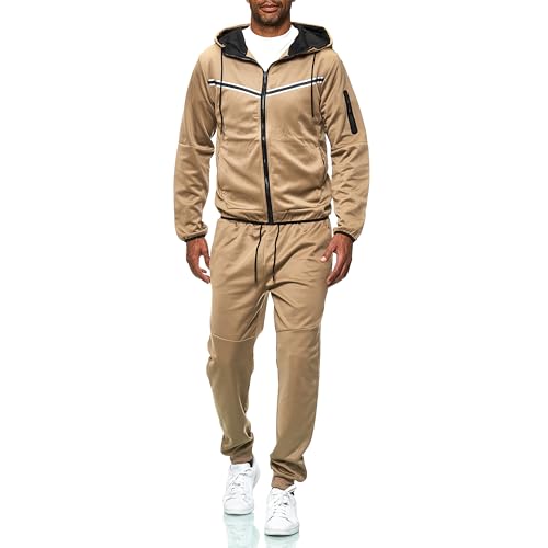 C-IN-C Herren Trainingsanzug – Sportlicher Jogginganzug mit Kapuzenjacke und Hose, Bequem & Stylisch für Freizeit, Fitness & Outdoor (DE/NL/SE/PL, Alphanumerisch, XXL, Regular, Regular, 068(Beige)) von C-IN-C