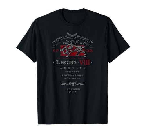 C-PK · LEGIO-VIII AUGUSTA AUGSBURG - DIE 8.LEGION VON ROM: ADLER UND STIER T-Shirt, Herren, Unisex-Erwachsene, Langarm, Schwarz, S, Motorrad-T-Shirt mit V-Ausschnitt von C-PK · LEGIO-VIII AUGUSTA AUGSBURG