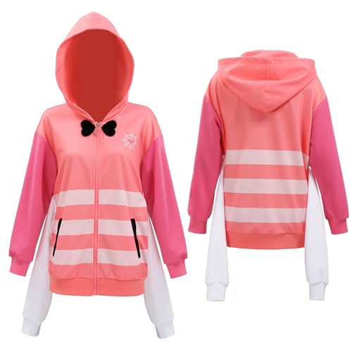 C-ZOFEK Angel Cosplay 4 Ärmel Hoodie Sweatshirt Reißverschluss Kostüm Komplettes Set Outfit für Frauen, Pink, S von C-ZOFEK