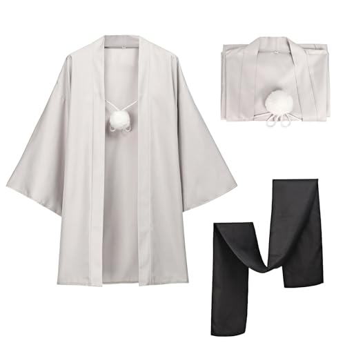C-ZOFEK Anime Cosplay Haori Kimono Jacke mit Schal für Herren Halloween Kostüm, Weiss/opulenter Garten, S von C-ZOFEK