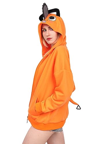 C-ZOFEK Cosplay Hoodie Damen US Size Sweatshirt mit Taschen (Small), Orange/Abendrot im Zickzackmuster (Sunset Chevron) von C-ZOFEK