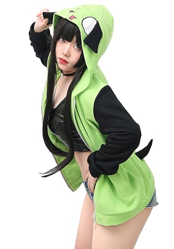 C-ZOFEK Cosplay-Kapuzenjacke für Herren und Damen, grüner Mantel mit Ohren, für Halloween-Partys, Grün , Medium von C-ZOFEK