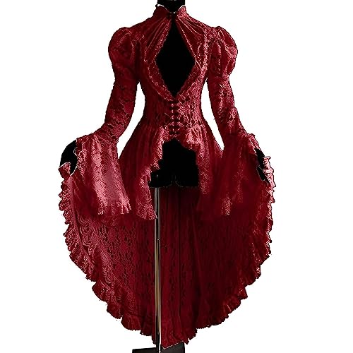 Abendkleider für Damen: Mittelalter Vintage Halloween Kleid Kleider Karneval Halloween Gothic Kostüm Renaissance Rockabilly Cocktailkleid Steampunk Kleider A-Line Kleid von C'est TT