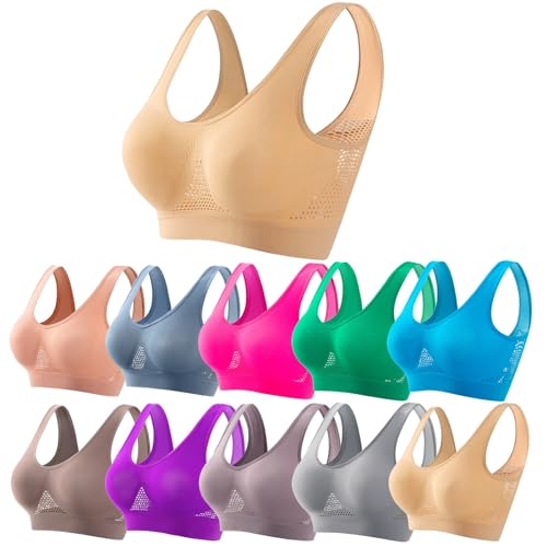 BH Große Brüste Starker Halt, Sport Damen Größen Sports Bra Ohne Bügel Comfit Soft Bequem Breite Träger Sport-BHS Rückenfrei Fitting Yoga Sportunterwäsche von C'est TT
